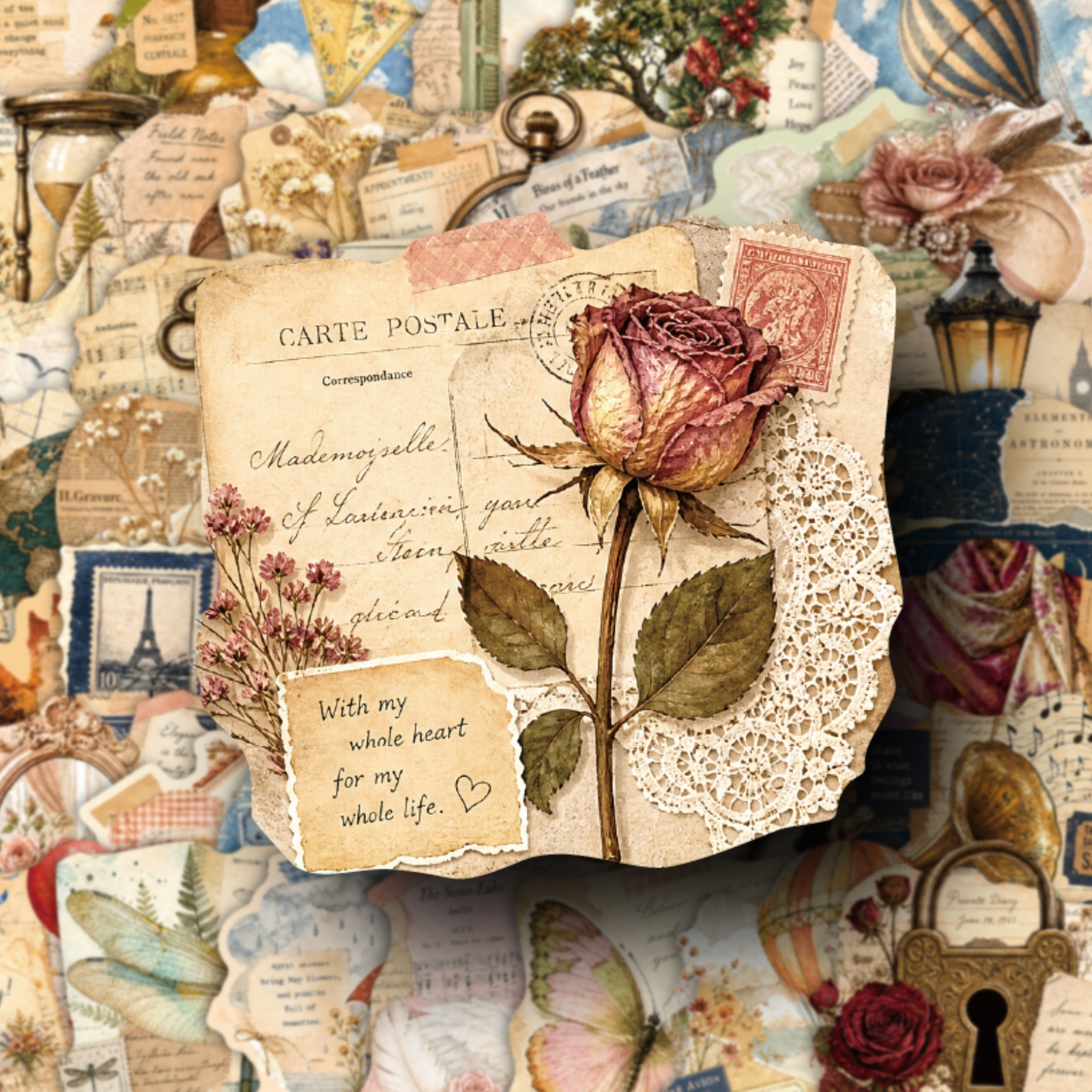 TEMU 50pcs Journal Stickers, Vintage Style, Full Of Nostalgic Vibes, Perfect For Decorating Notebooks Planners Scrapbooks, Warm And To Recordings,