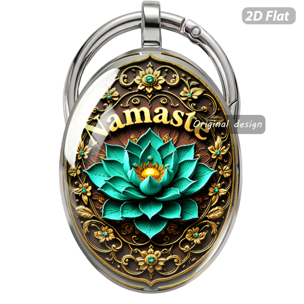 3pcs Namaste Lotus Theme Exquisite Keychains, Luxurious Gift