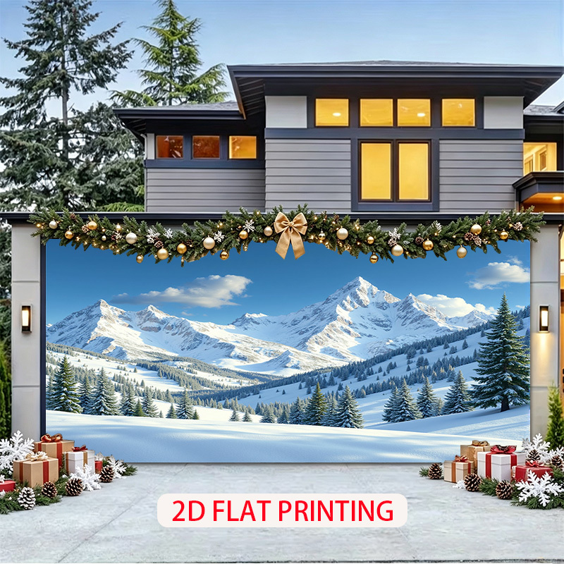 Winter Christmas Backdrop with Snow-Capped Peaks