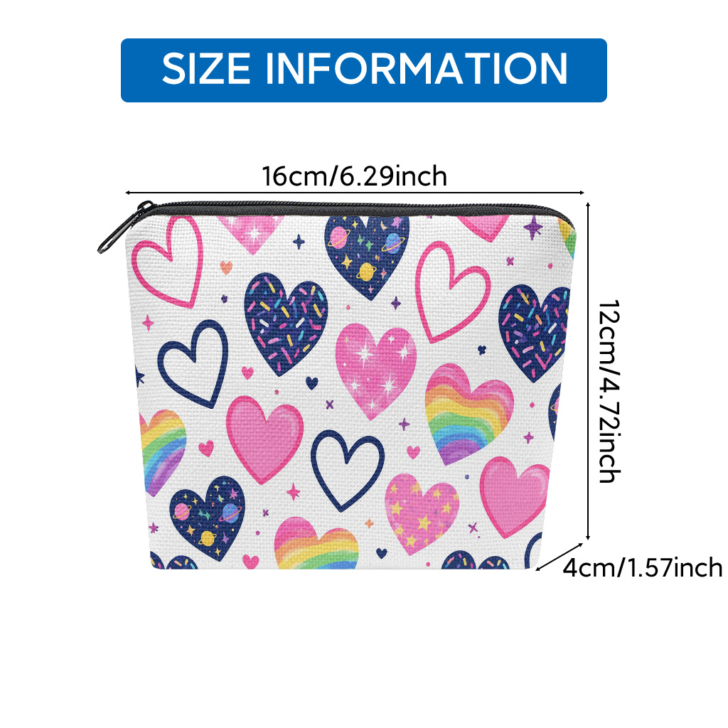 TEMU Sanitary Pad Storage Bag 1pc, Hearts And Stars Pattern Printed Sanitary Pad Organizer, Multifunctional Travel Pouch, Makeup Bag, Toiletry Bag,