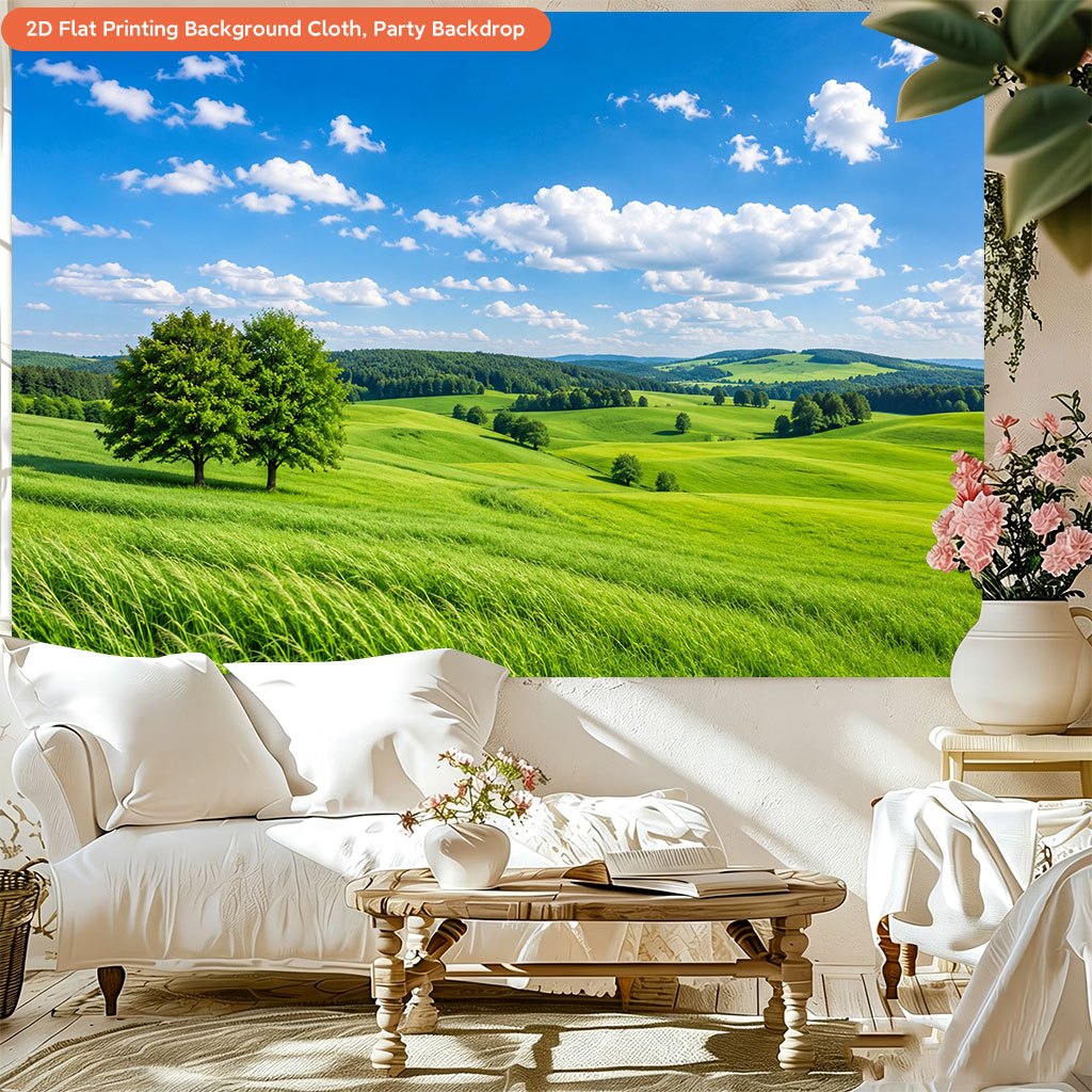 1pc Green Field Backdrop Banner, Indoor/Outdoor Events