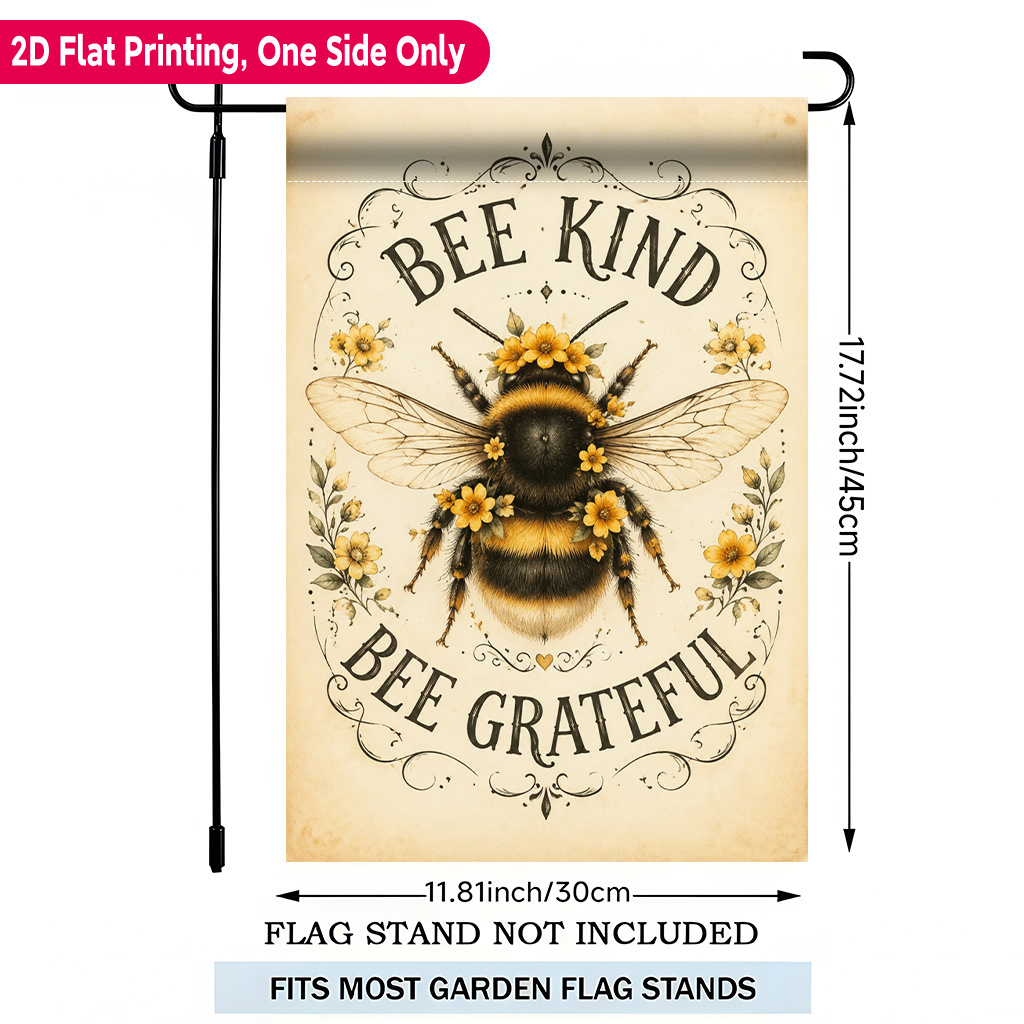 2d flat 2d flat 2d flat printing garden flag 1pc bee with yellow flowers polyester garden flag single sided printing flags suitable for families yards festivals celebrations and   a warm atmosphere no pole included
