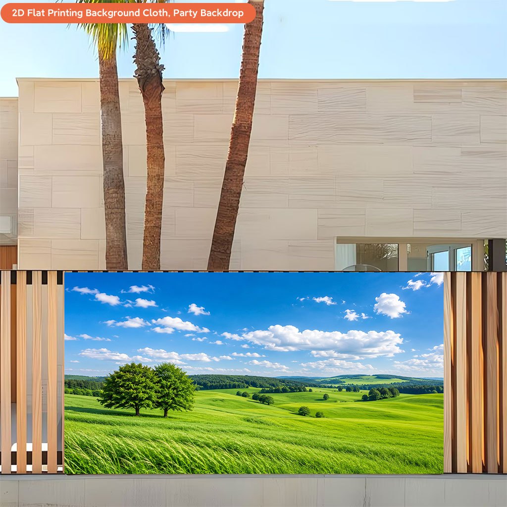 1pc Green Field Backdrop Banner, Indoor/Outdoor Events