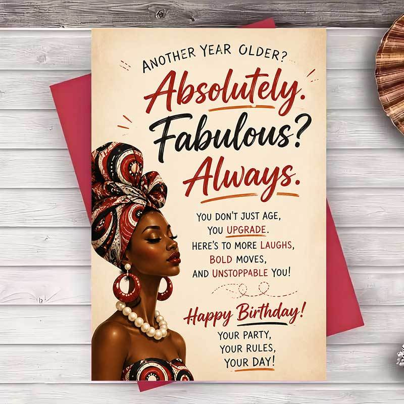 TEMU 1 Envelope And 1 Greeting Card Elegant Birthday Greeting Card For Her Stylish African Design Flat Stationery For Best Friend Sister Or Colleague