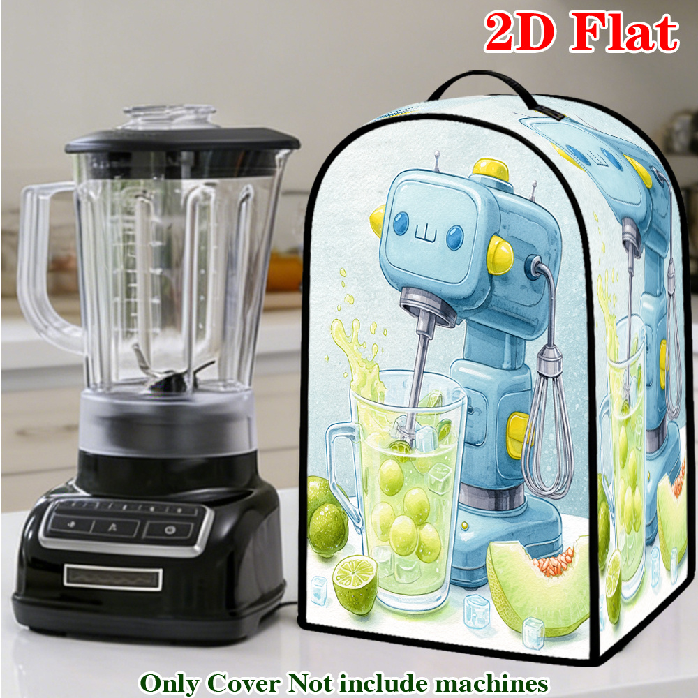 2D Flat, 1pc Refreshing Lime Drink Mixer Pattern Blender Cover, Juicers & Food Processors Cover with Top Handle, Decorative for Office, Dining, Food Processor Protection, 2D Flat