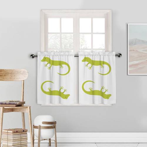 2d - 2d - 2d , 2 cortinas pequeñas para cocina, verde, lindo, , , panel , dibujos animados, decoración nueva y para el hogar, cortinas cortas, adecuadas para cocina, baño, dormitorio, ventanas pequeñas, decoración