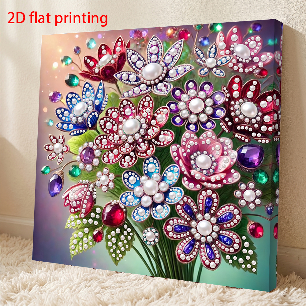 TEMU arrivage : Kit de peinture à avec impression 2D/plate encadrée, motif floral , et éblouissant/ art sur cadre, 25x25cm/9.84x9.84inch | Peinture