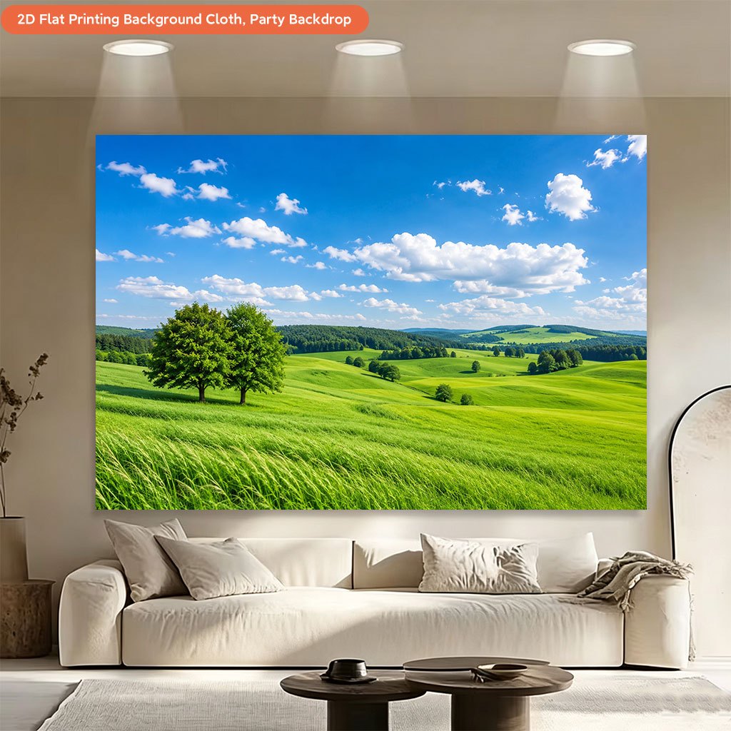 1pc Green Field Backdrop Banner, Indoor/Outdoor Events