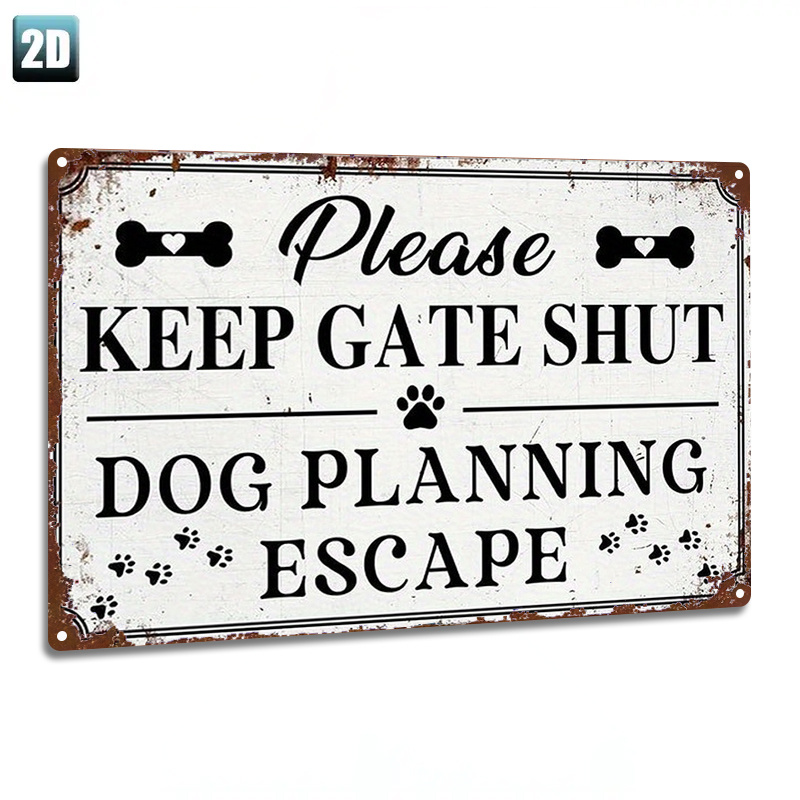 TEMU 2d Flat, 1pc, Metal Sign, "vintage 'keep ' Dog Escape Iron Sign". , Office, Cafe, Perfect New Year Gift, 20cm X 30cm / 8" X 12