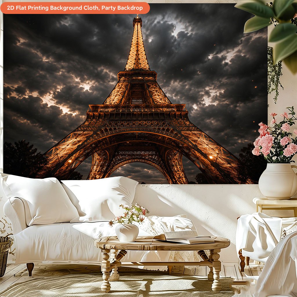 Paris Eiffel Tower Backdrop Banner