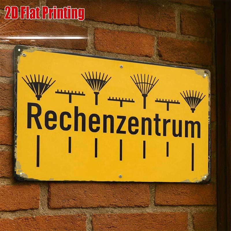 TEMU 2D-Flach, 2D-Flach, ., Vintage deutsches Rechenzentrum-Schild, kreatives Blechschild-Garagendekor, fette Schrift, hochwertiger Druck,