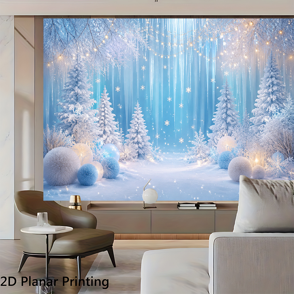 Snowy Trees Winter-Themed Banner Backdrop