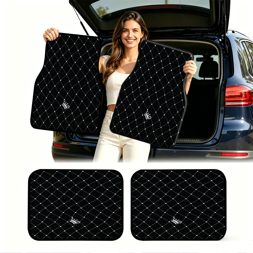 TEMU 4pcs Set, Universal Car Floor Mats, Crown Rhombus Pattern Style Car Mats, Car Interior Decoration, Crown-themed Car Accessories, Suitable For