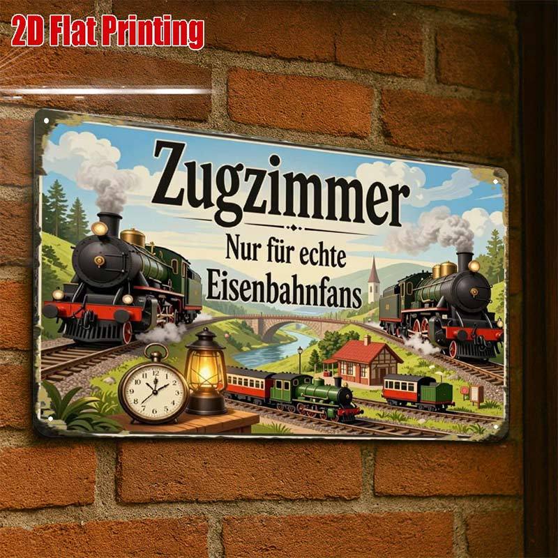 TEMU 2d Flat - 2d-flat, 1pc, Vintage Train Room Sign For Railway Enthusiasts, Creative Tin Sign Garage Decoration, Lettering, High-, Home Decorators,