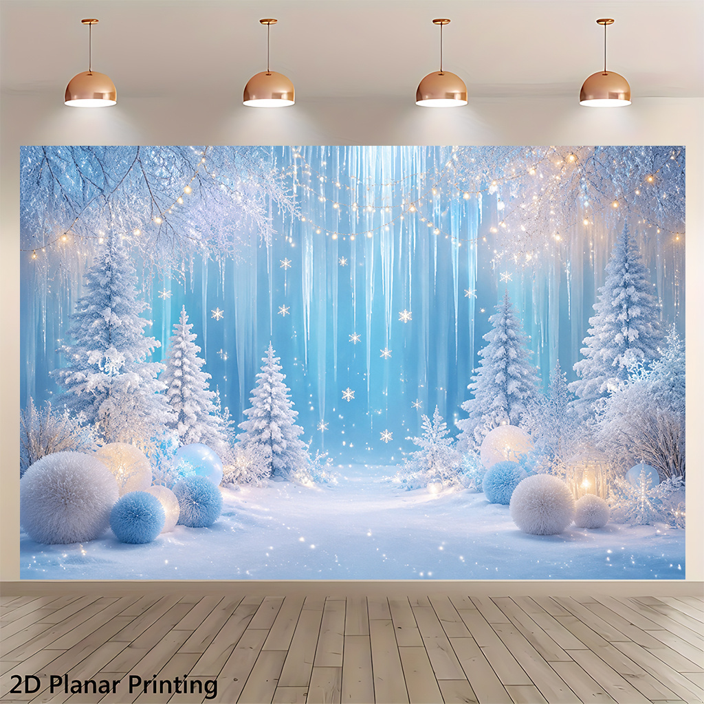 Snowy Trees Winter-Themed Banner Backdrop