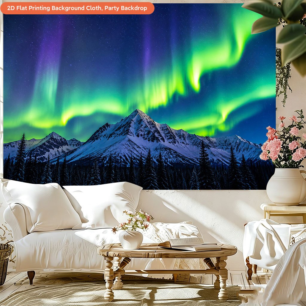 Northern Lights Shine Brightly 2D Flat Printing Backdrop Banner