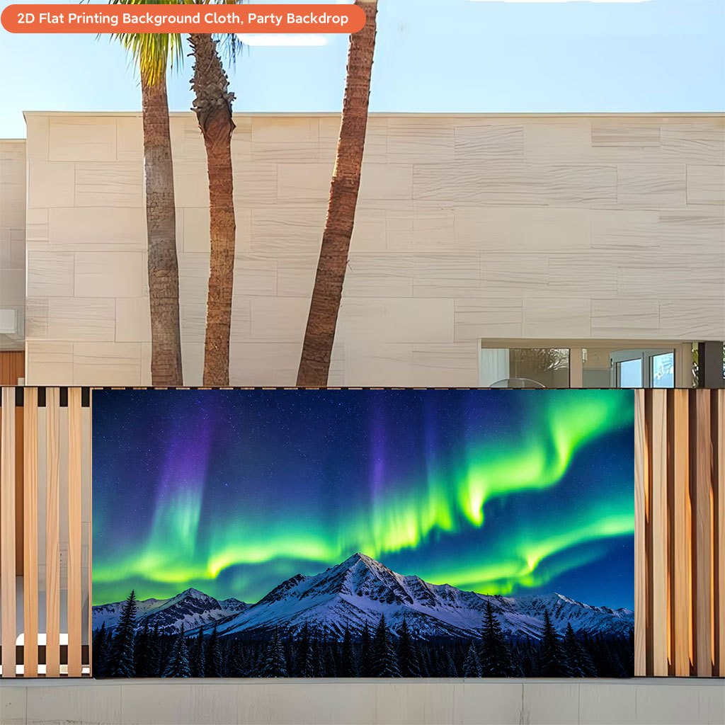 Northern Lights Shine Brightly 2D Flat Printing Backdrop Banner
