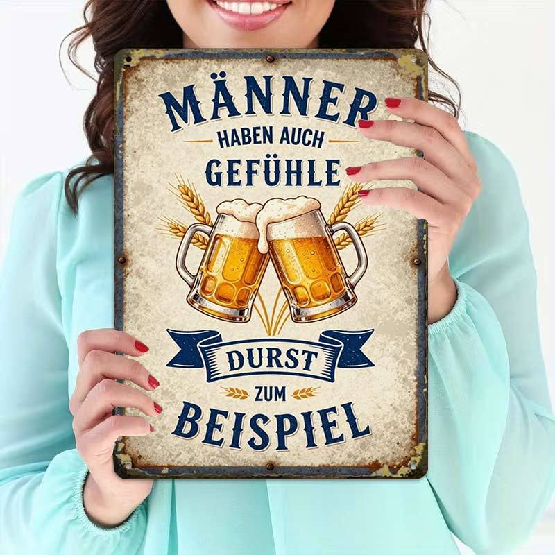 TEMU 2D Flat - 2D-Flat, ., Vintage Deutsch Bier Metallschild Wanddeko, Kreatives Blechschild Garagendekoration, Auffällige Schrift, Hochwertiger
