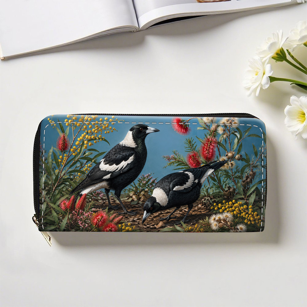 TEMU 1pc Australian Pattern Long Wallet With Zipper, Multifunctional Purse With Card Holder Card Slots And Coin Pouch, Trendy Zip Around Purse Wallet