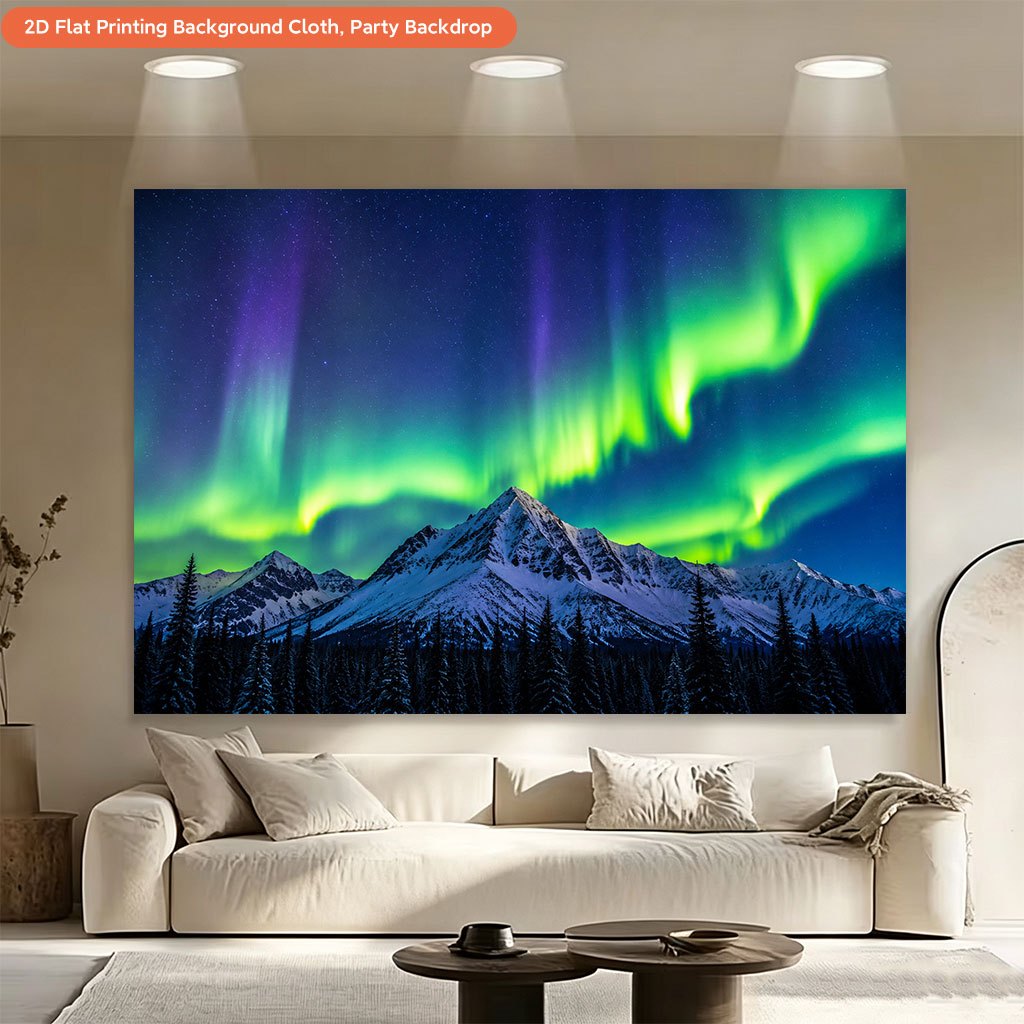 Northern Lights Shine Brightly 2D Flat Printing Backdrop Banner