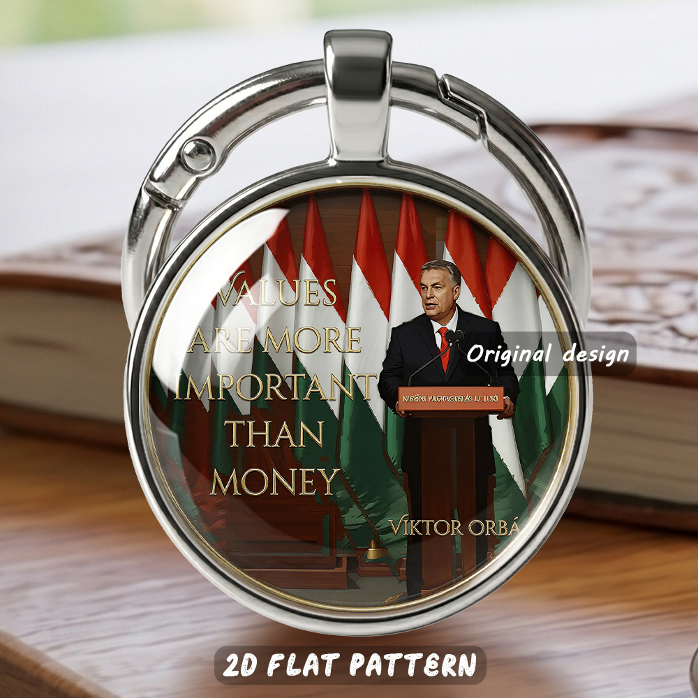 TEMU 1pc, Round Keychain, Hungarian OrbÃ¡n Themed Round Keychain, Replicating A Speech Scene With Classic Slogan, Suitable For Overseas Commemorative