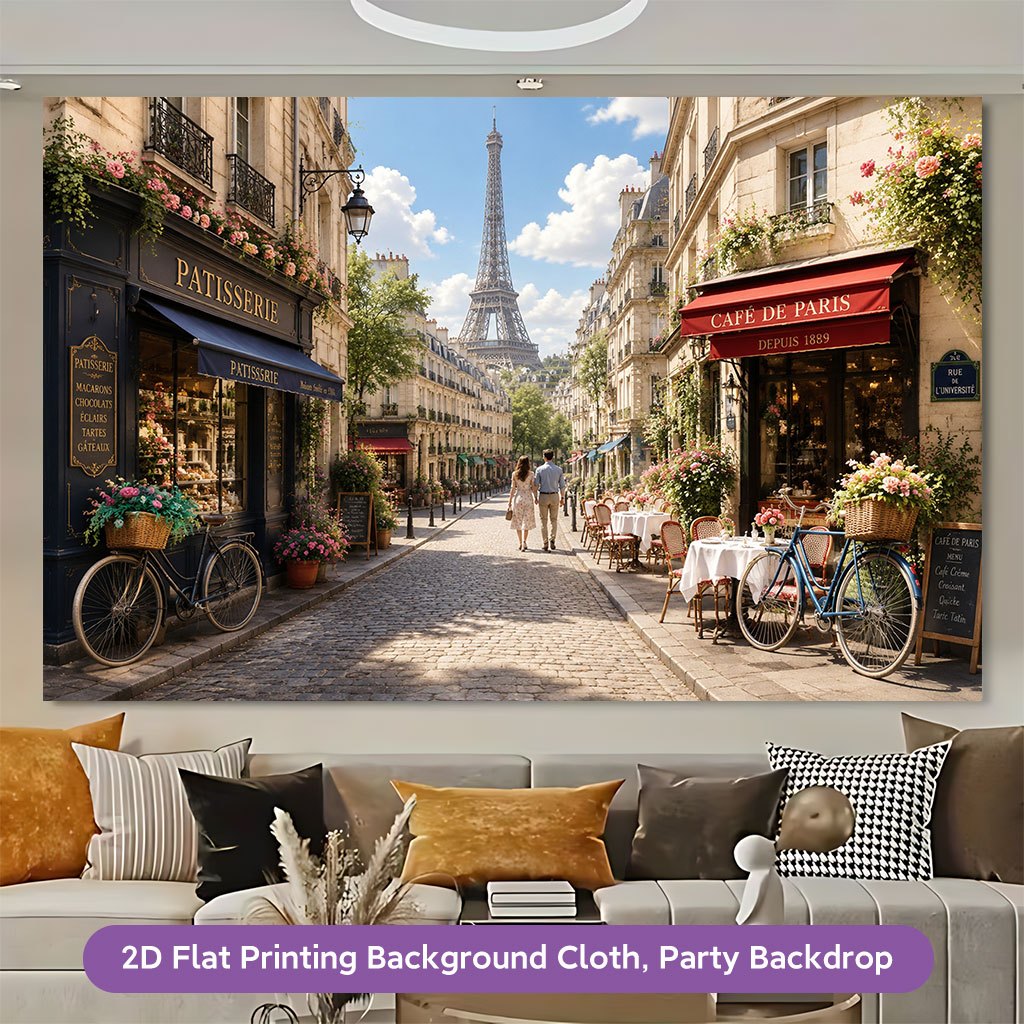 Paris Street French Theme Backdrop Banner