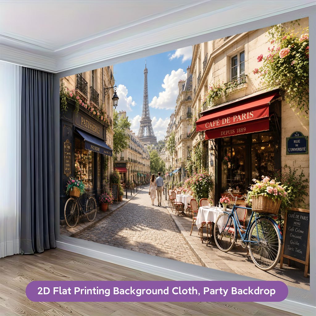 Paris Street French Theme Backdrop Banner