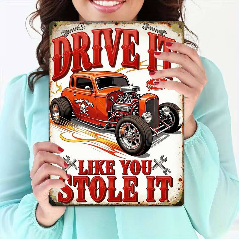 TEMU 2d Flat, 2d-flat,1pc,hot Rod Metal Sign Wall Decor,creative Tin Sign Garage Decoration, Lettering, Highquality Print, Home Decorators, 2d Flat,