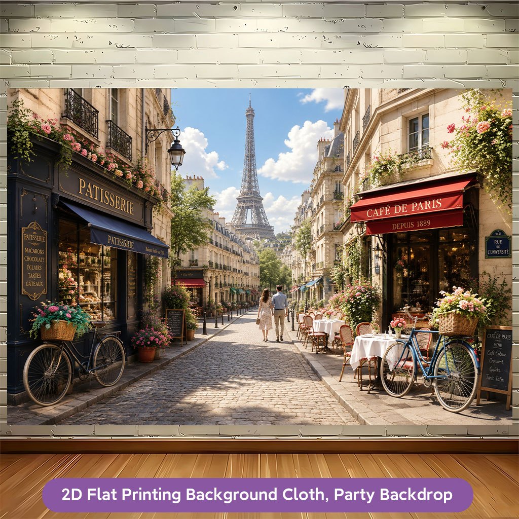 Paris Street French Theme Backdrop Banner