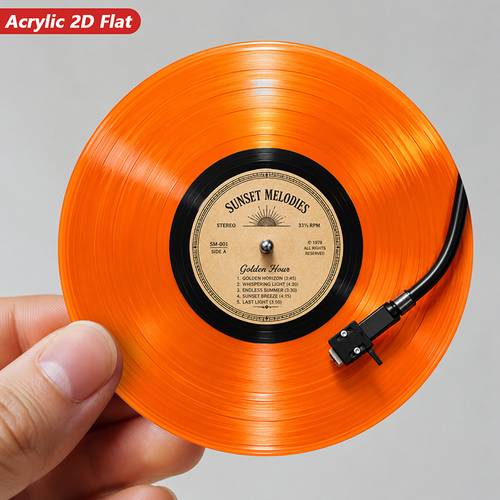 1pc record decoration suitable for home cabinets refrigerators and dishwashers orange vinyl record with record player needle shape with magnetic base acrylic round design to music lovers vintage