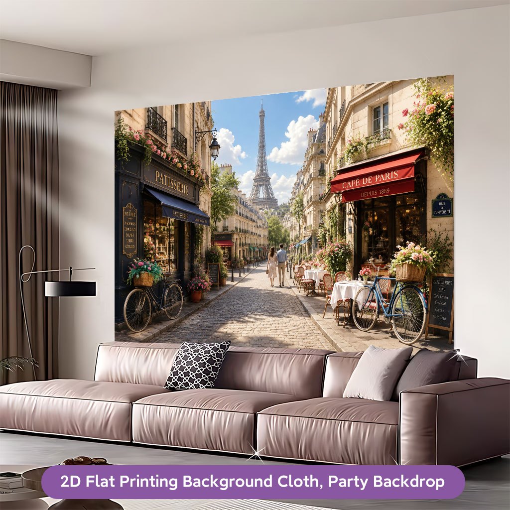 Paris Street French Theme Backdrop Banner