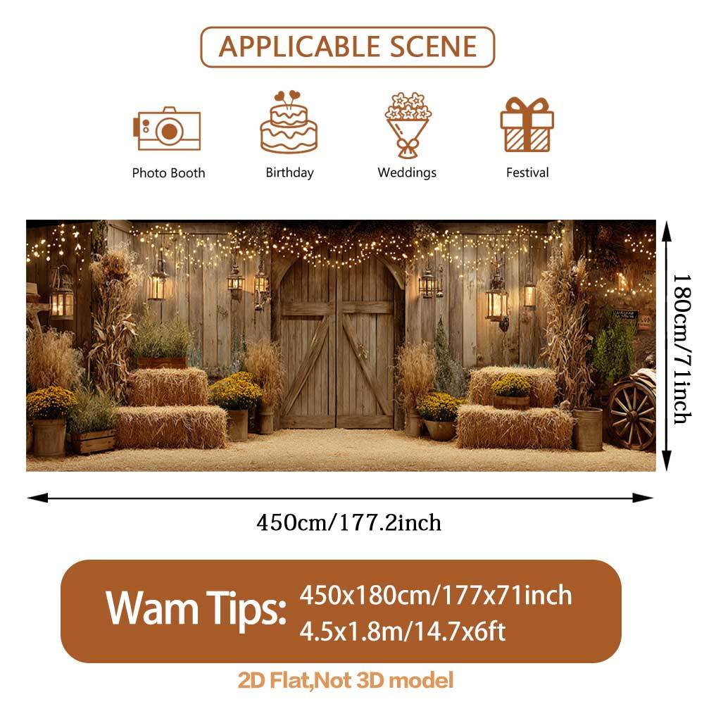 TEMU (2d Flat)1pcs Multifunctional Garage Door Banner Printed With Rustic Barn Celebration Scene_00001, Equipped With Six-hole Design, Suitable For