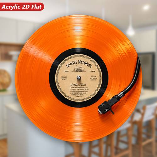 item picture 1pc record decoration suitable for home cabinets refrigerators and dishwashers orange vinyl record with record player needle shape with magnetic base acrylic round design to music lovers vintage