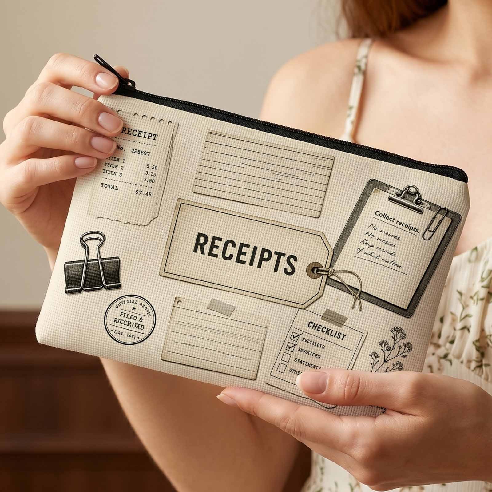item picture 2d flat printing makeup bag ideal for organizing daily expenses and keeping receipts     in your bag