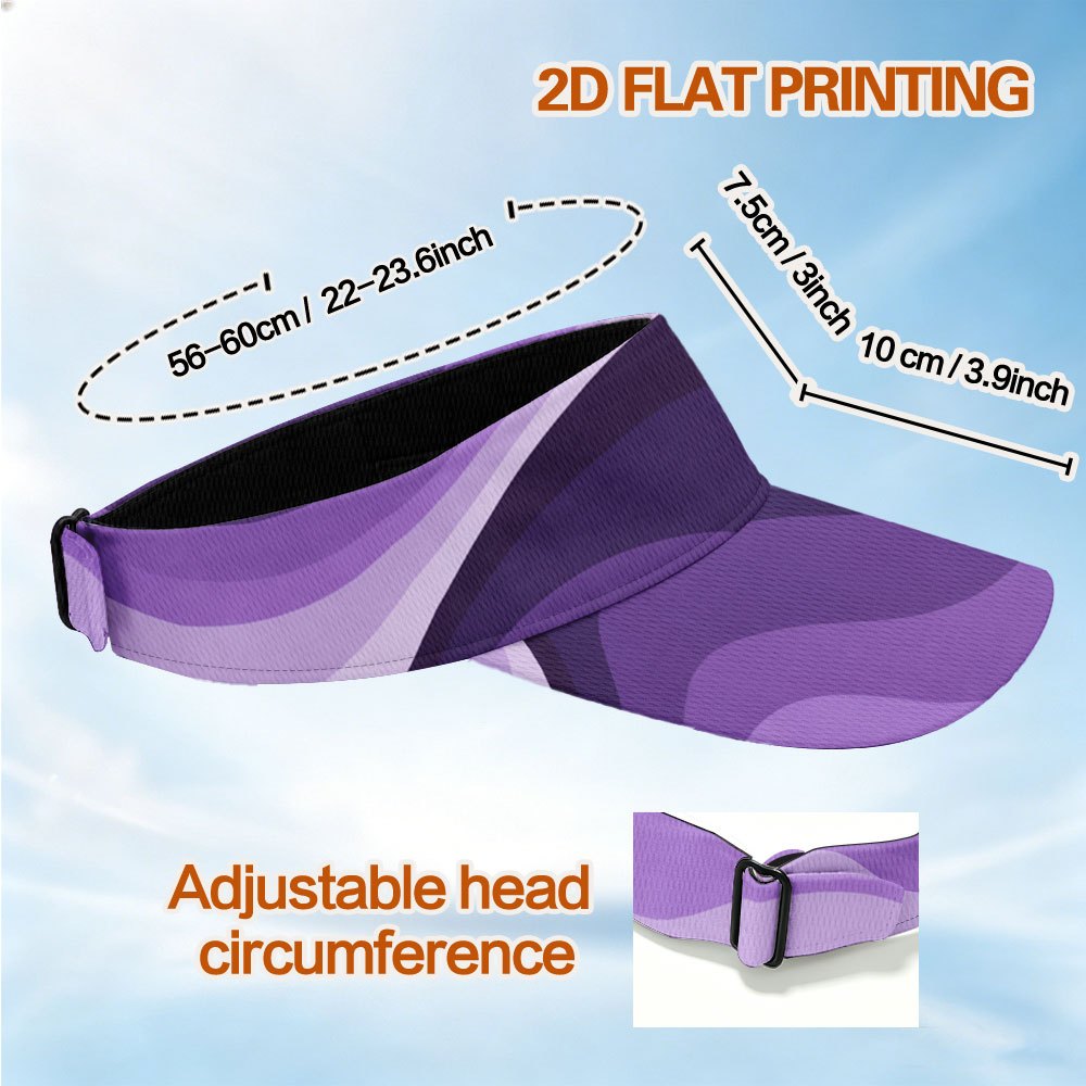 TEMU 1pc Purple Waves Flowing Sports Sun Visor Hat Adjustable Men Women Lightweight Packable Breathable Empty Top Visor Hat For Running, Tennis,