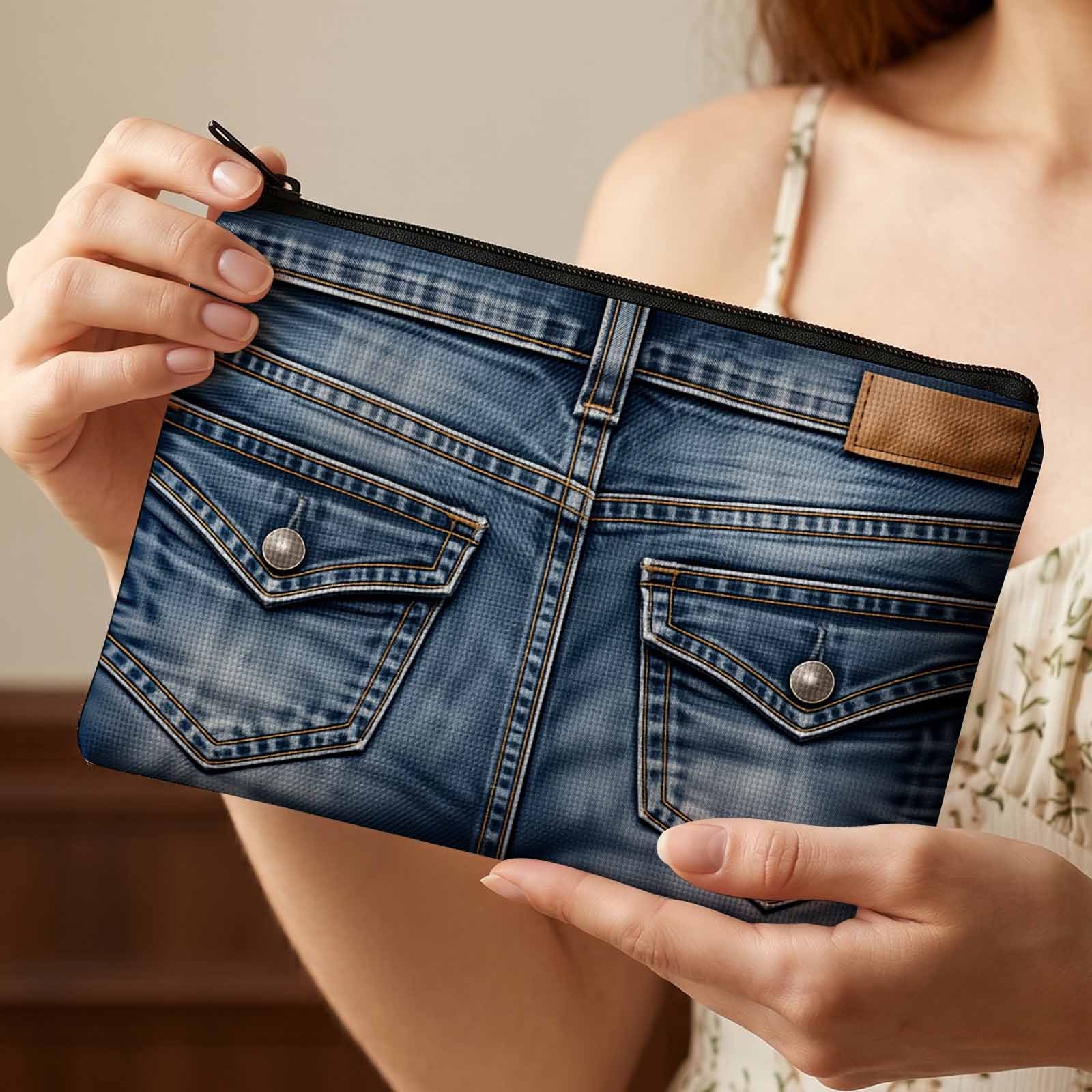 TEMU Trousse da trucco 2D con stampa piatta, design per viaggi o uso , custodia elegante per cosmetici ed accessori essenziali