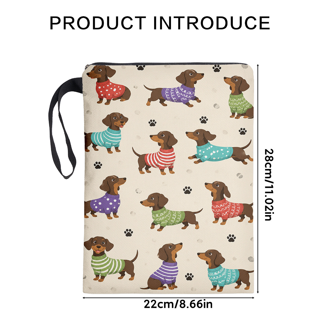 TEMU para libro 1 pieza, Elegantes dachshunds en suéteres, impresión , para libro para amantes de los libros, cubierta de tela reutilizable y lavable