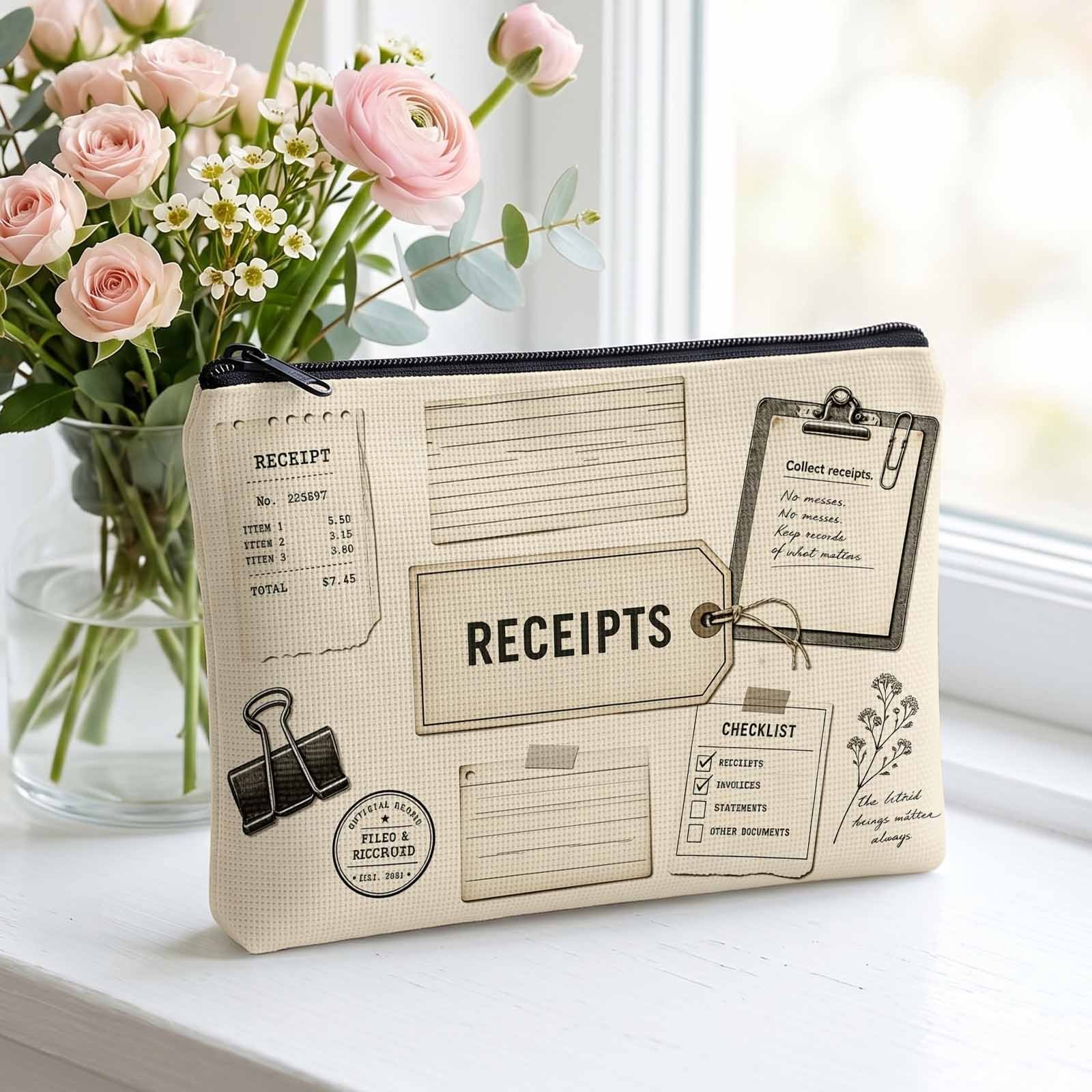 2d flat printing makeup bag ideal for organizing daily expenses and keeping receipts     in your bag