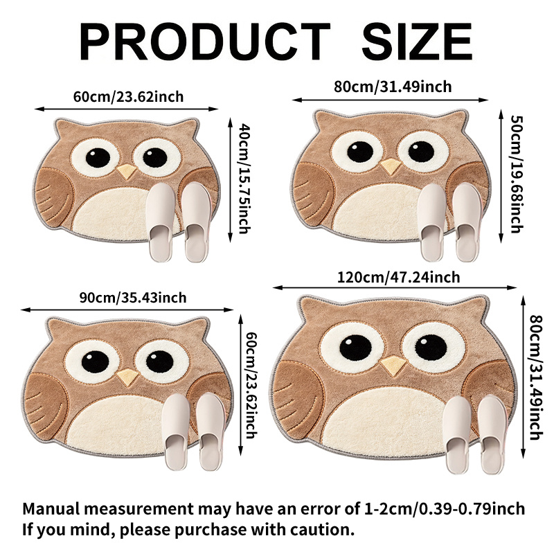 TEMU 2d Flat, Cute Owl-shaped Doormat, Welcome Mat, Suitable For Living Room, Bedroom, Room, Kitchen, Carpet, Courtyard Rug, Indoor/outdoor Entrance