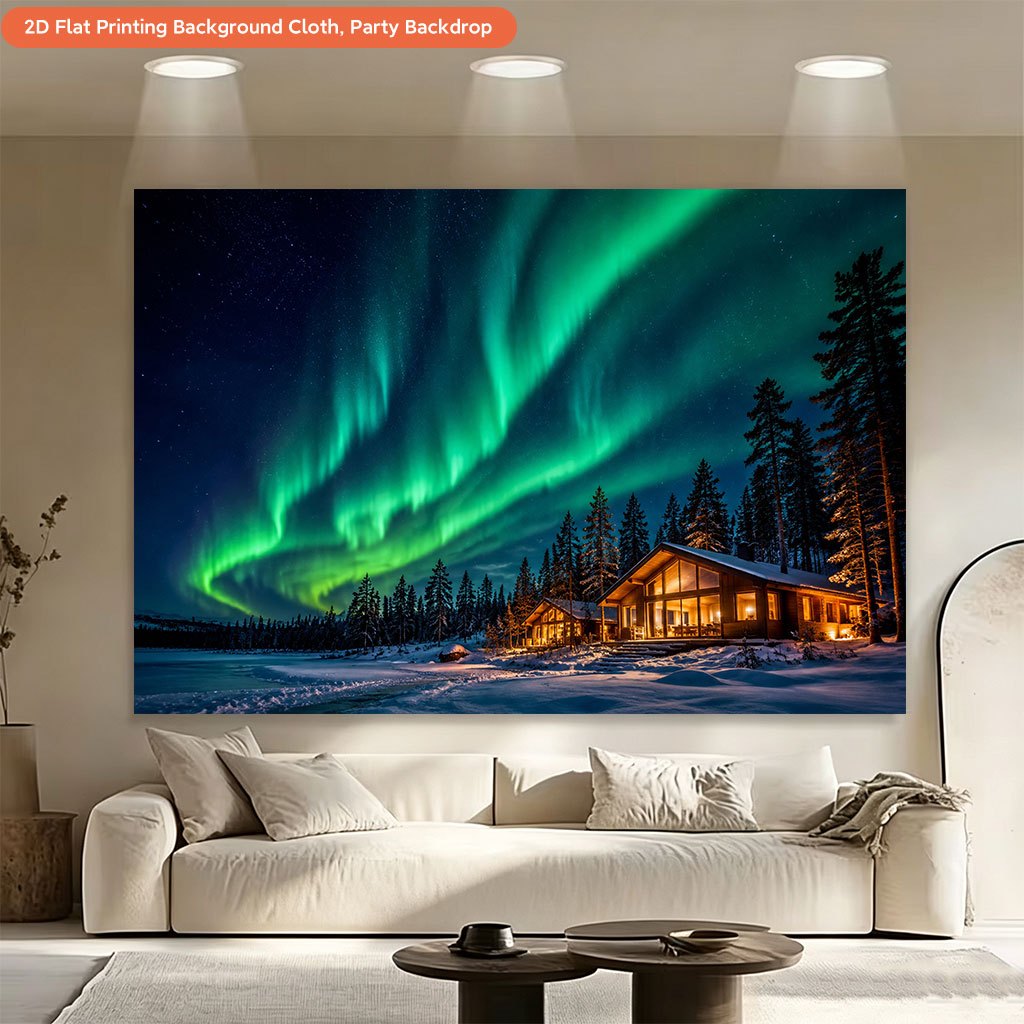 Northern Lights Borealis Night Sky Backdrop Banner