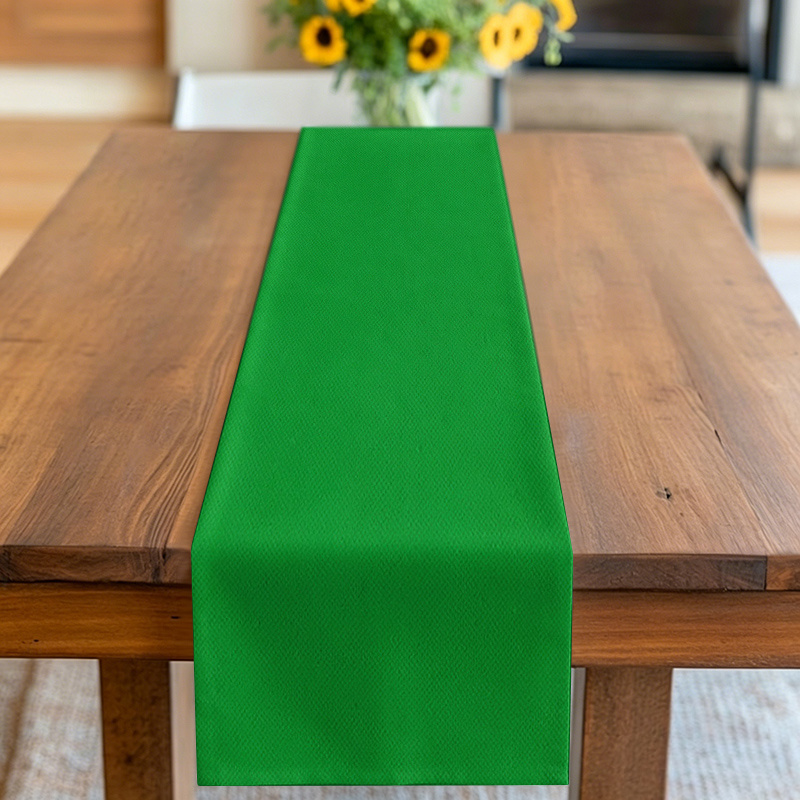 TEMU 1pc 2d Table Flag, Solid Green Minimalist Table Runner For Modern 's Day, Spring Holiday | Plain Solid Color , Dining Table, Kitchen Island,