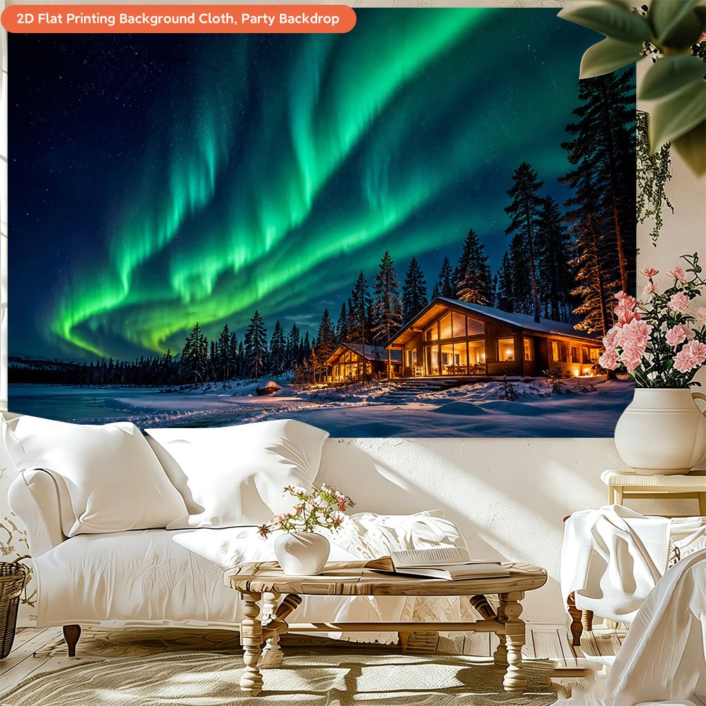 Northern Lights Borealis Night Sky Backdrop Banner