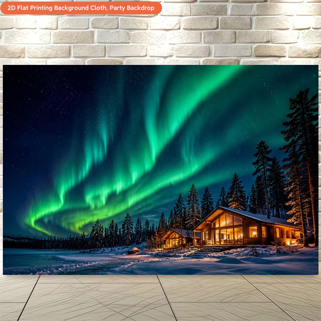 Northern Lights Borealis Night Sky Backdrop Banner