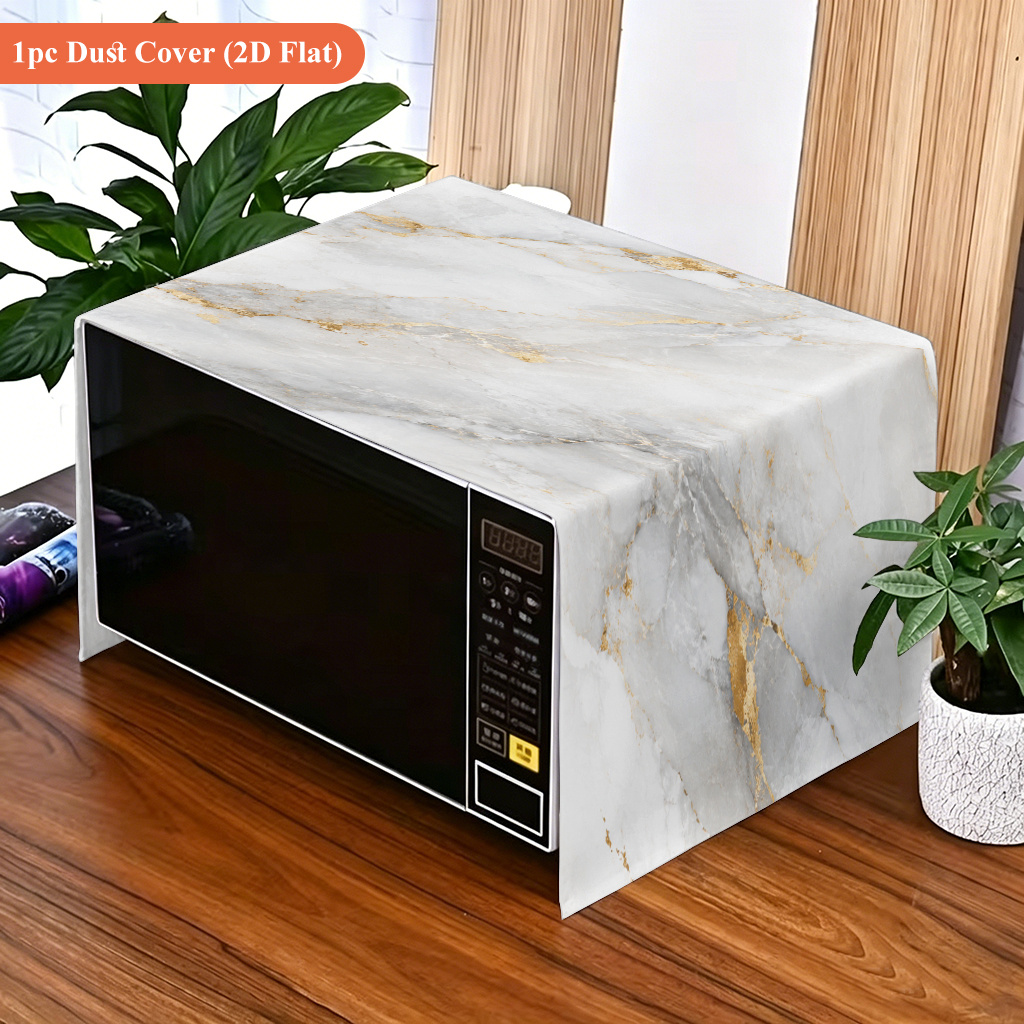 TEMU 2d Flat 1pc, Marble With Golden Details, Protective Cover For Microwaves And Ovens; Suitable For Microwaves, Ovens, Stovetops, Blenders, And