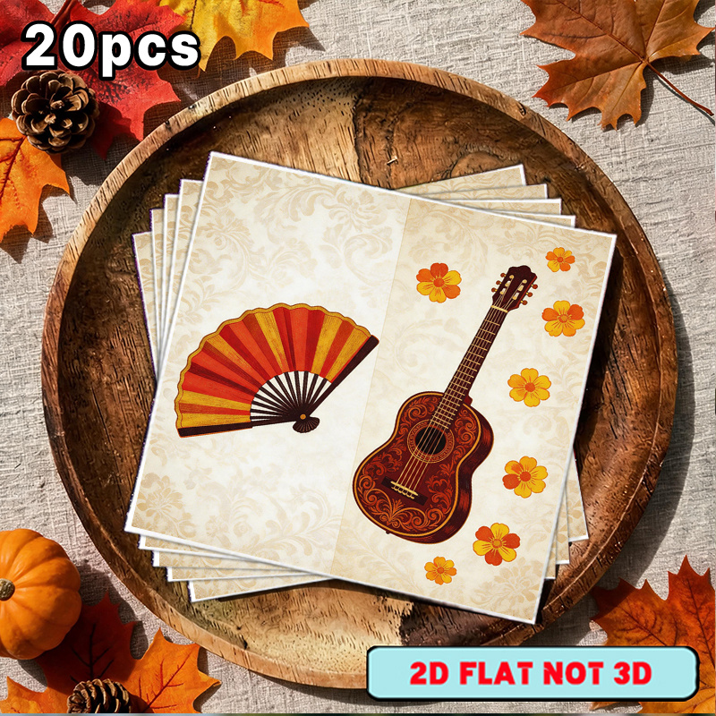 TEMU Lot de 20 serviettes YSW flamenco espagnol - Thème automnal adapté pour les fêtes, les restaurants, Noël, la Saint-Valentin, Thanksgiving, des
