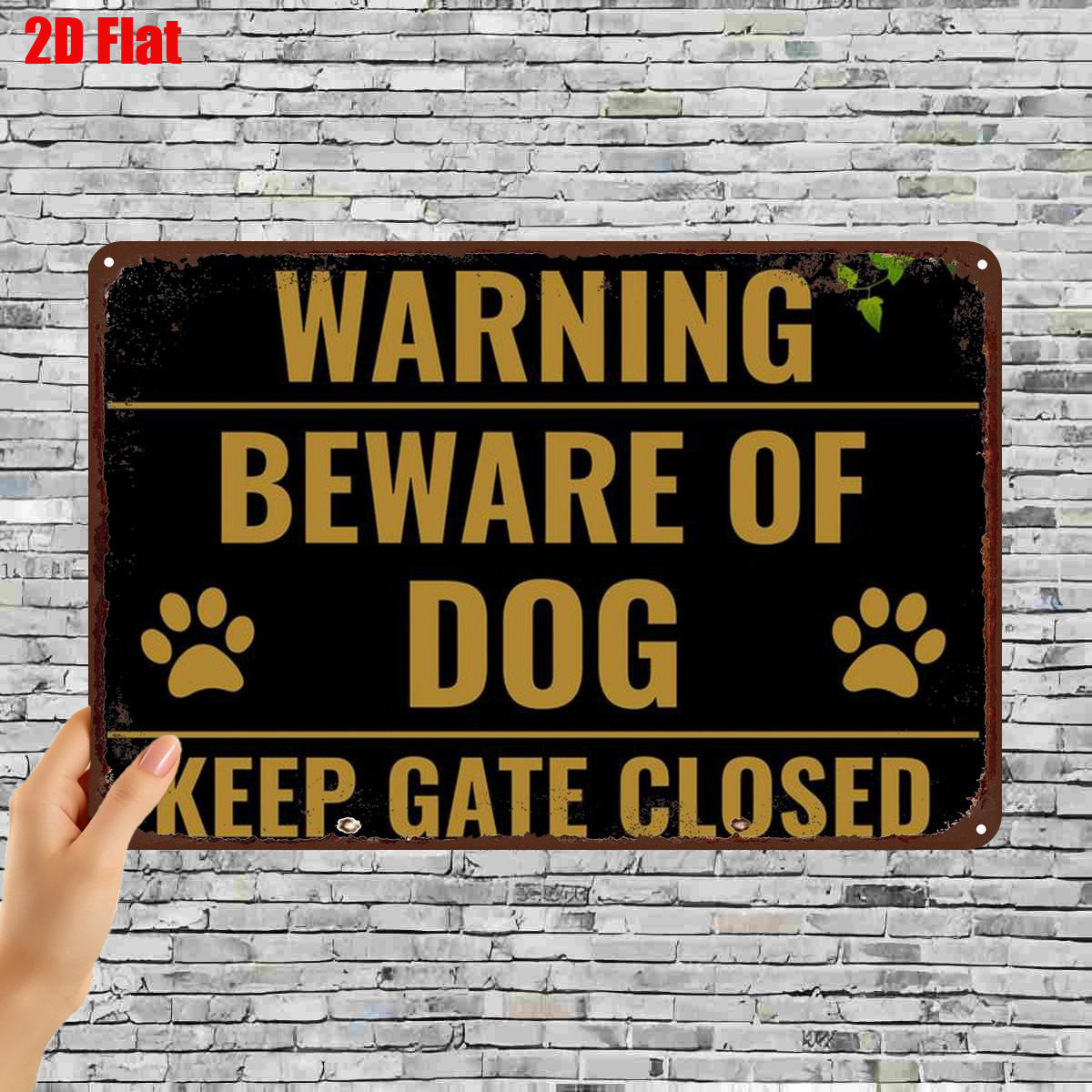 TEMU 2d Flat 1pc, Rustic Metal Sign - 'warning: Beware Of Dog, Keep Gate Closed' With - Vintage Style Decor For Home Or Yard, 8x12 Inch