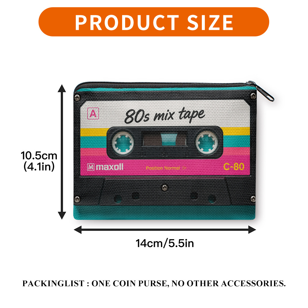 TEMU Coin Purse 1pc, Classic Cassette Design Printed Coin Purse, Portable Mini Storage Bag For Keys Cards, Earphone Lipstick Small Items Storage Bag,