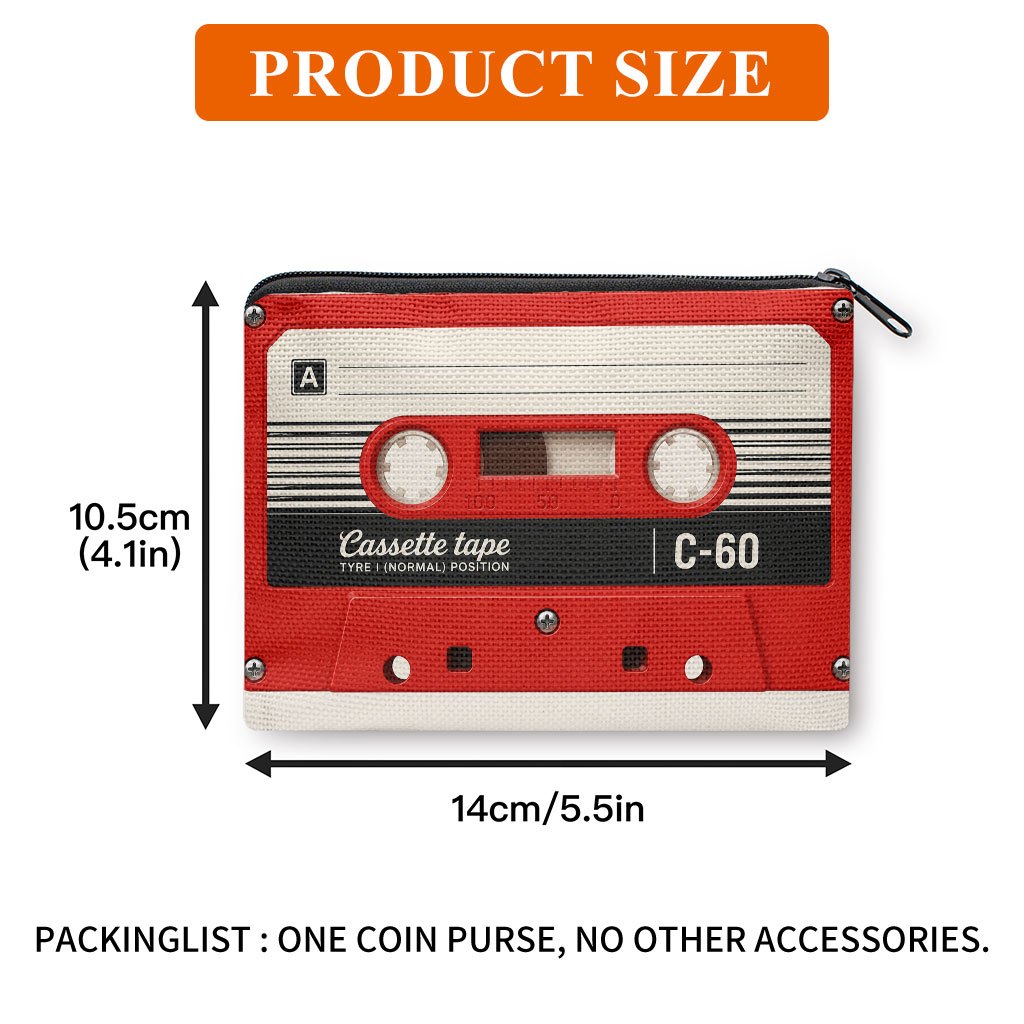 TEMU Coin Purse, Retro Cassette Tape Design Printed Coin Purse, Affordable Compact Zipper Pouch For , Ideal For Holding , Cash, Credit Cards, Keys,