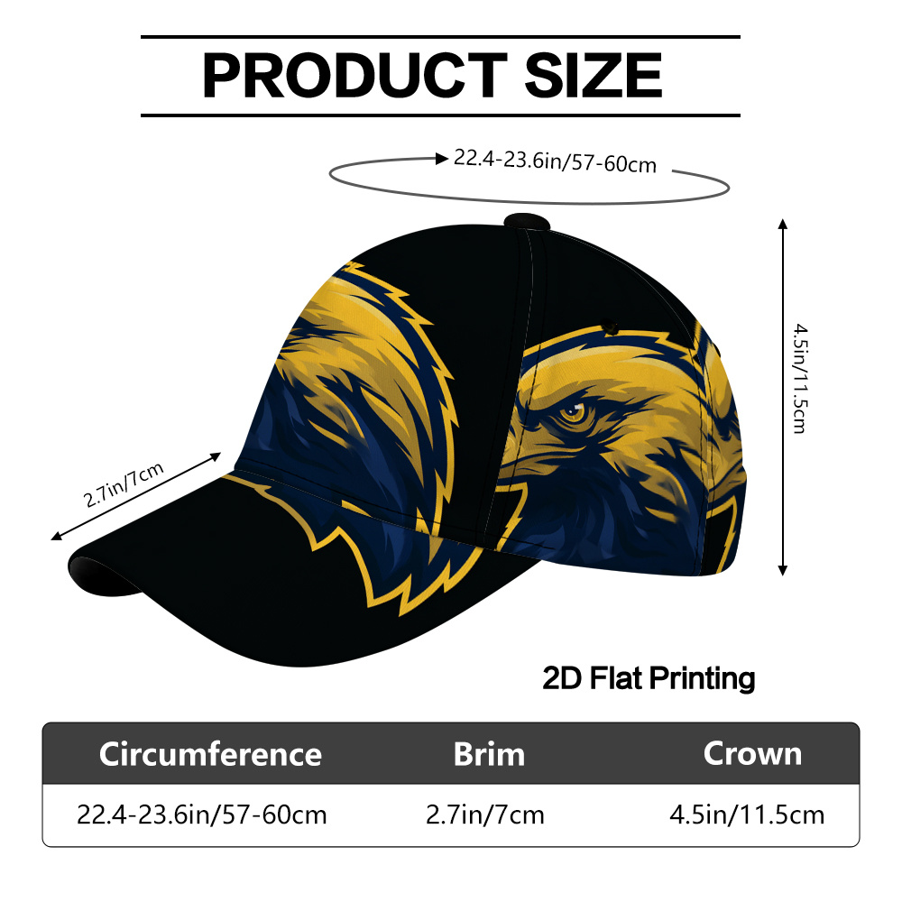 TEMU 1pc 2d Flat Printing Yellow Eagle Head Pattern Hip-hop Baseball , Adjustable, Fashion Accessory For Travel, Beach Party, Leisure Outdoor