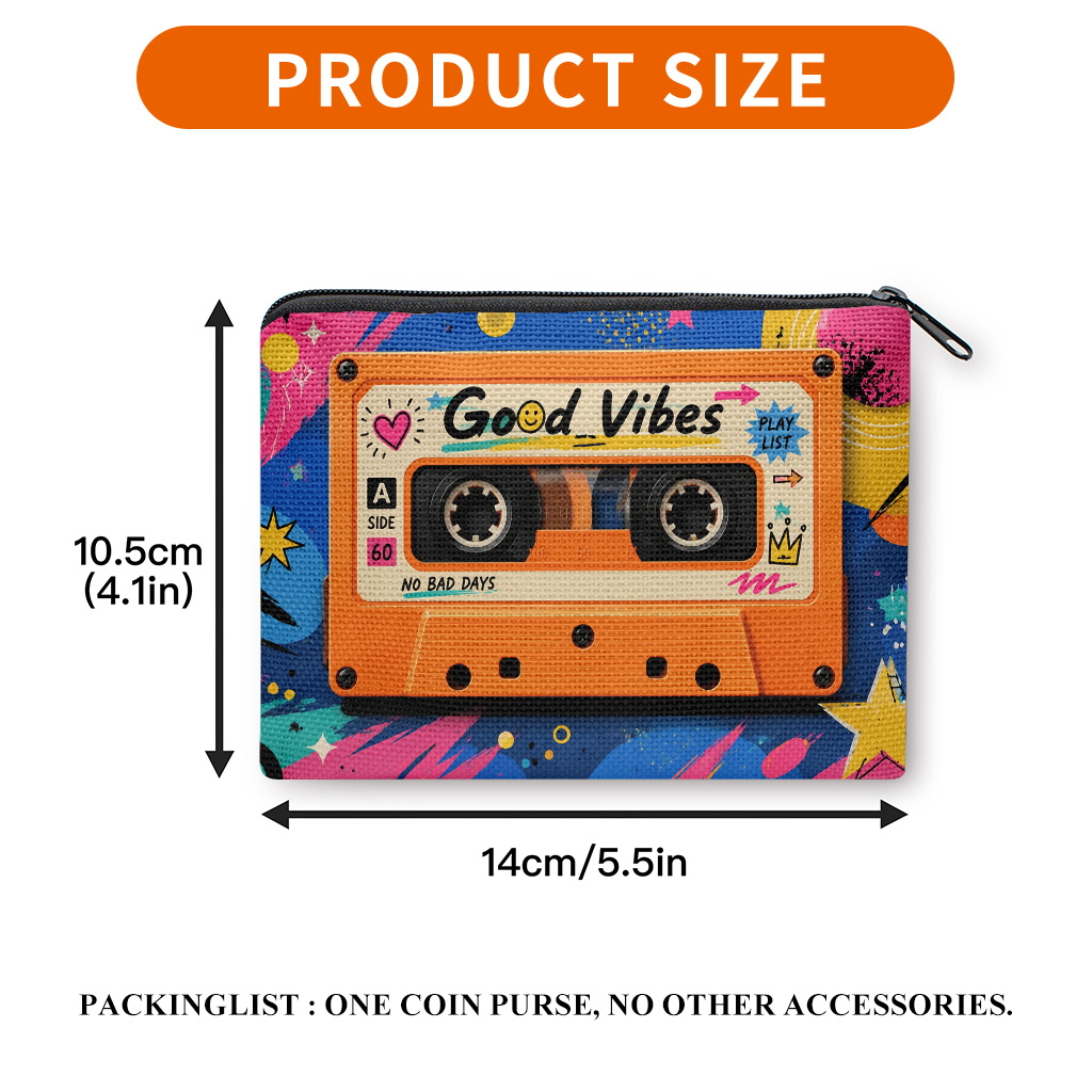 TEMU con Diseño de Cinta de Cassette, Mini Bolsa de Almacenamiento Portátil para Monedas, Llaves, Tarjetas, Auriculares, Labiales, Bolsa de